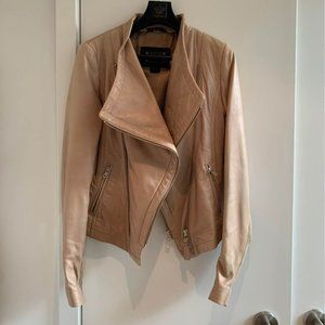 Mackage beige fitted leather jacket
